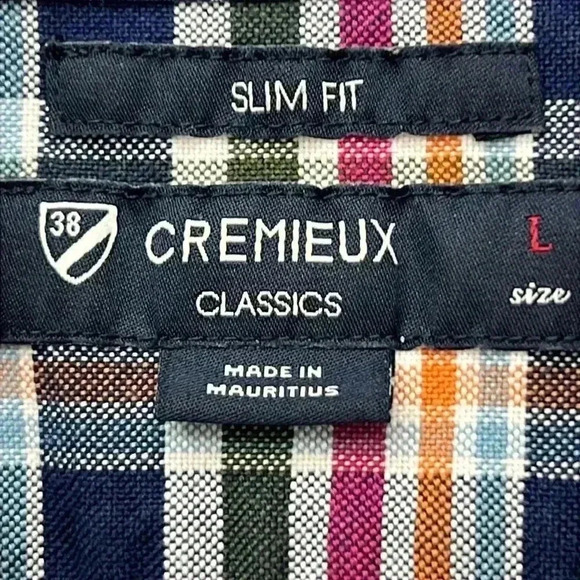Cremieux Classics Men’s Shirt Sz L Blue White Plaid Button-down 100% Cotton - Picture 3 of 11